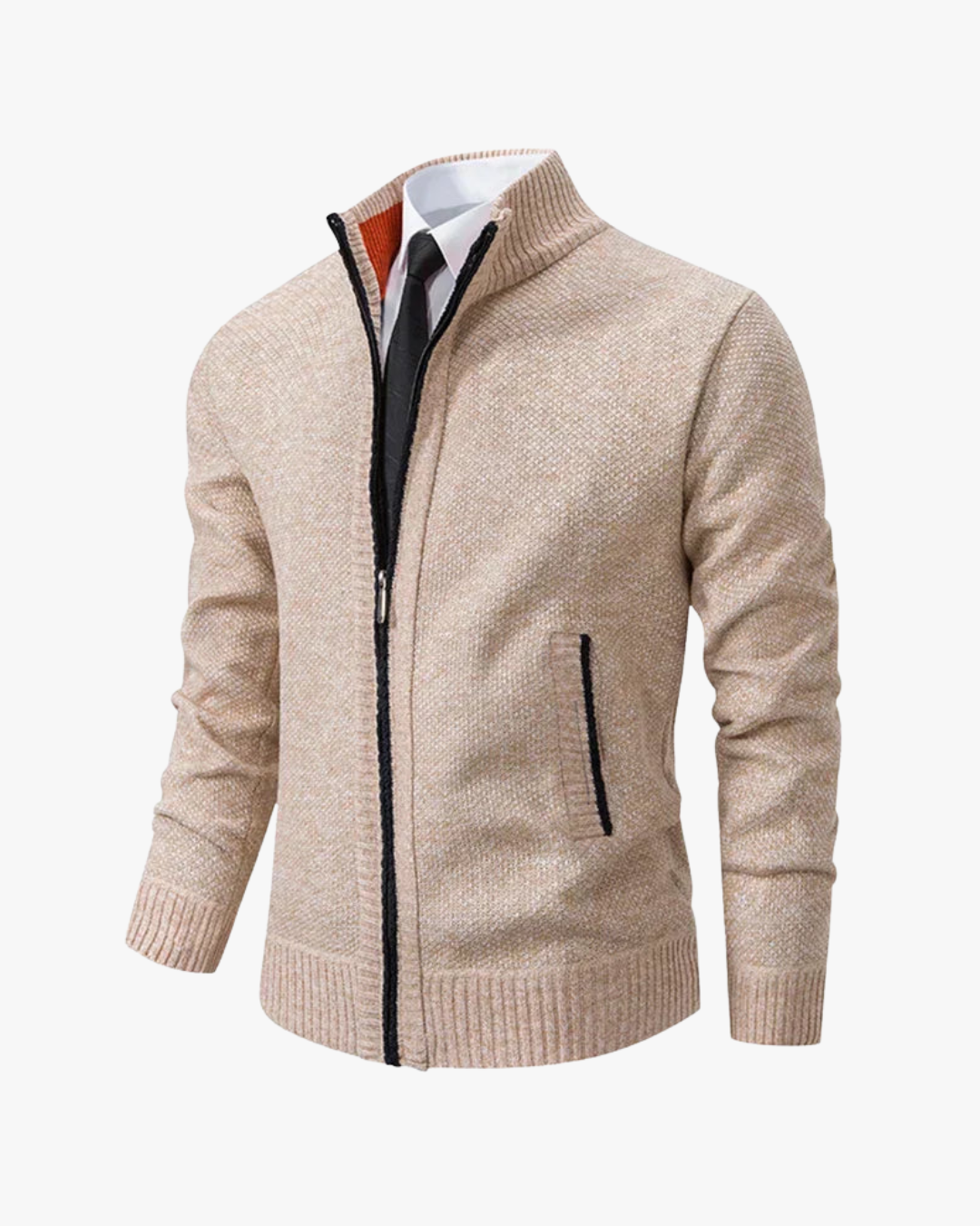 Spencer Refined Zip-Front Textured Cardigan