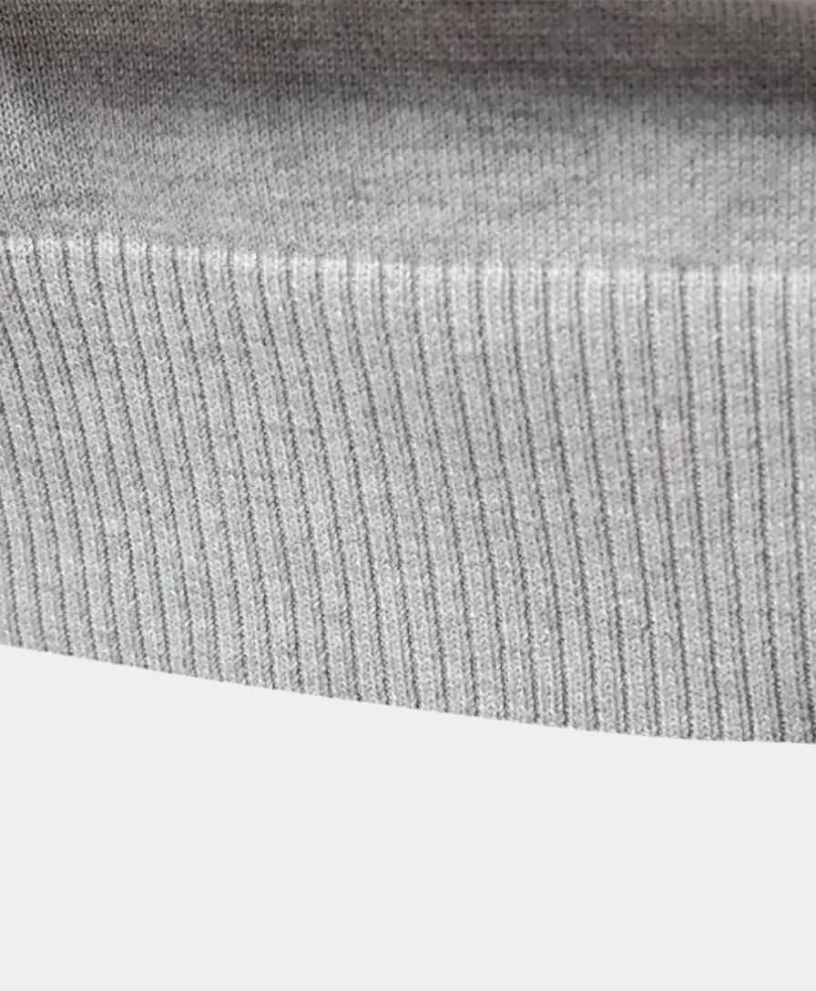Knit sweater with half zipper
