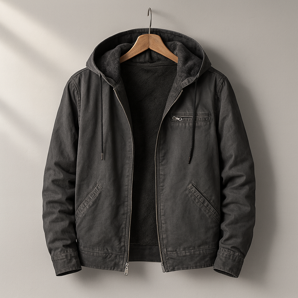 Heavy-duty hooded canvas jacket