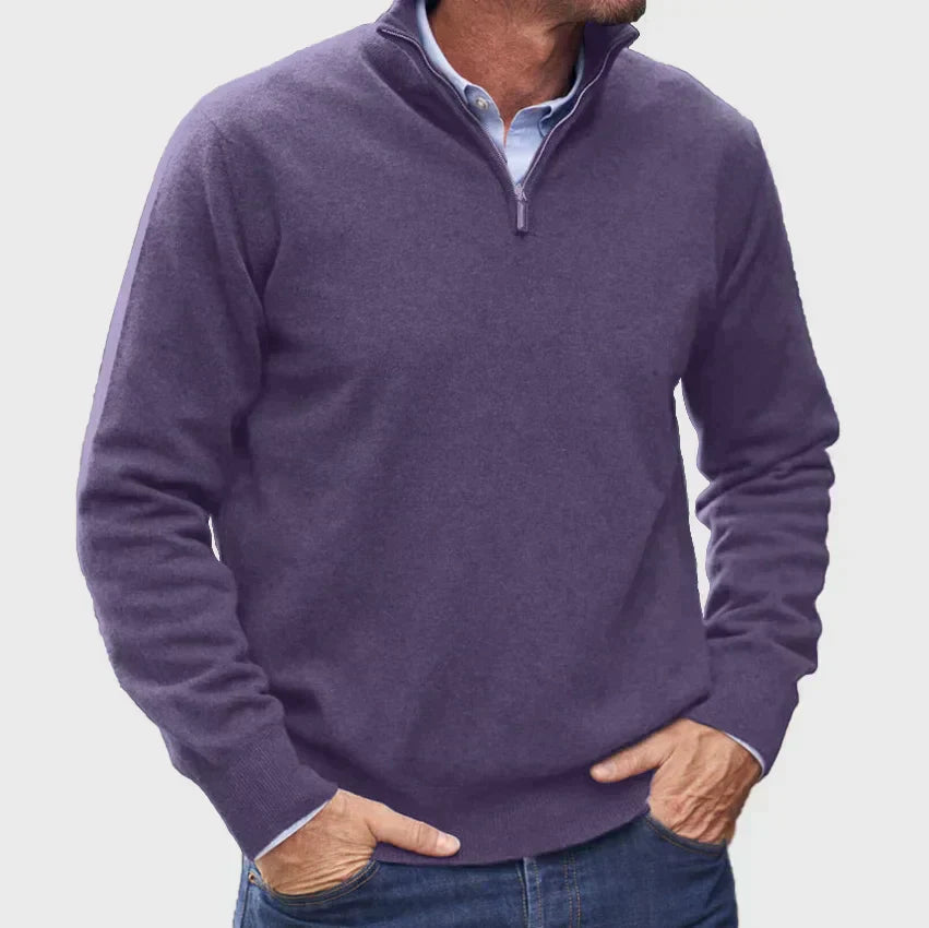 Long-sleeved zip-up sweater