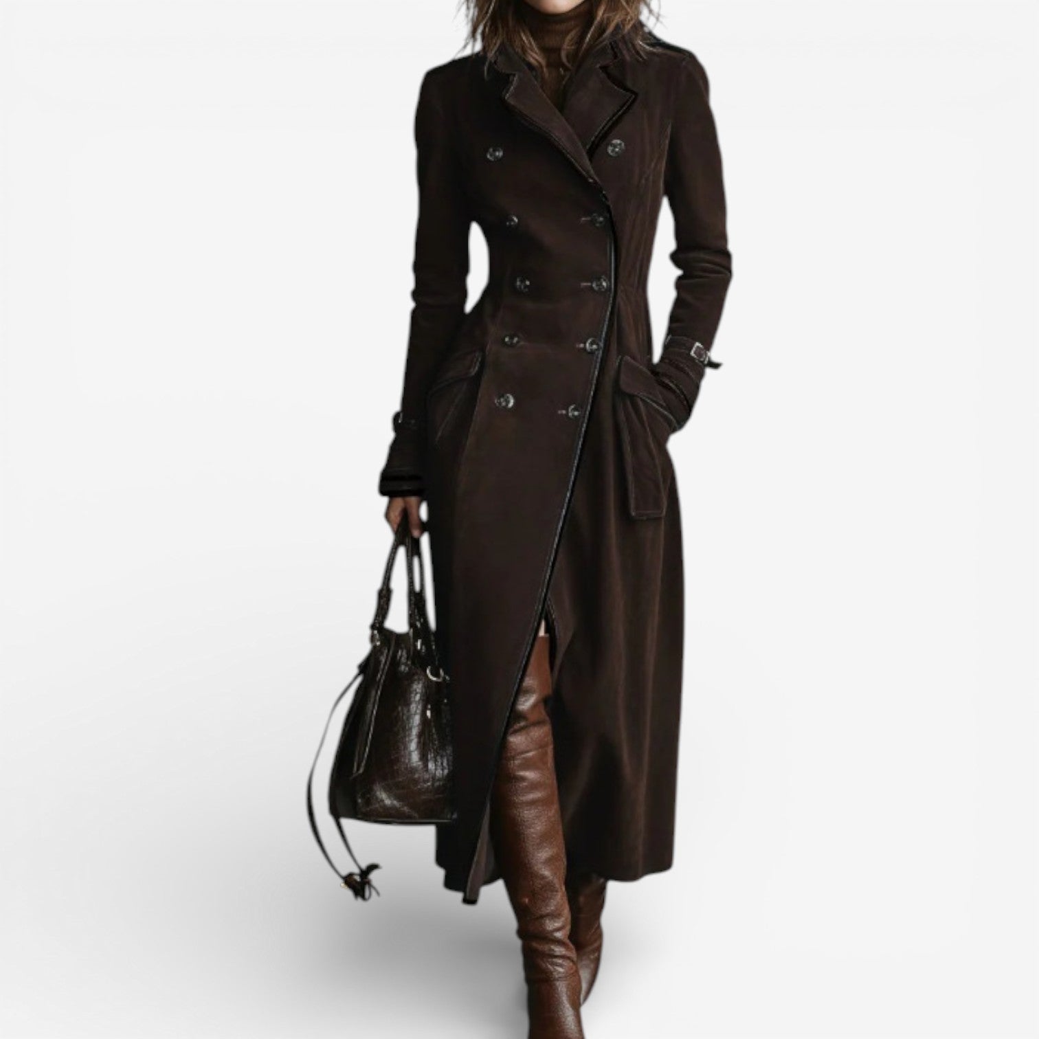 Suede trench coat