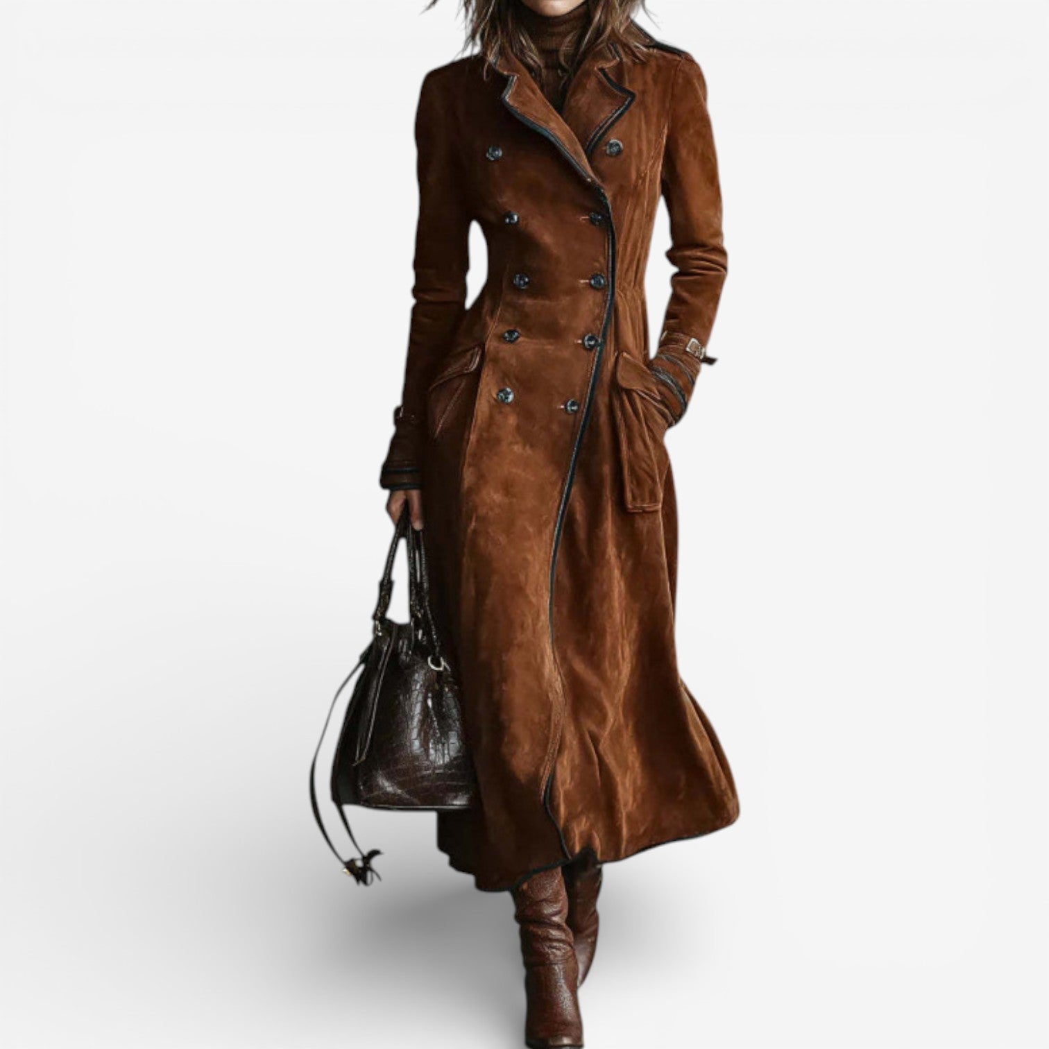 Suede trench coat
