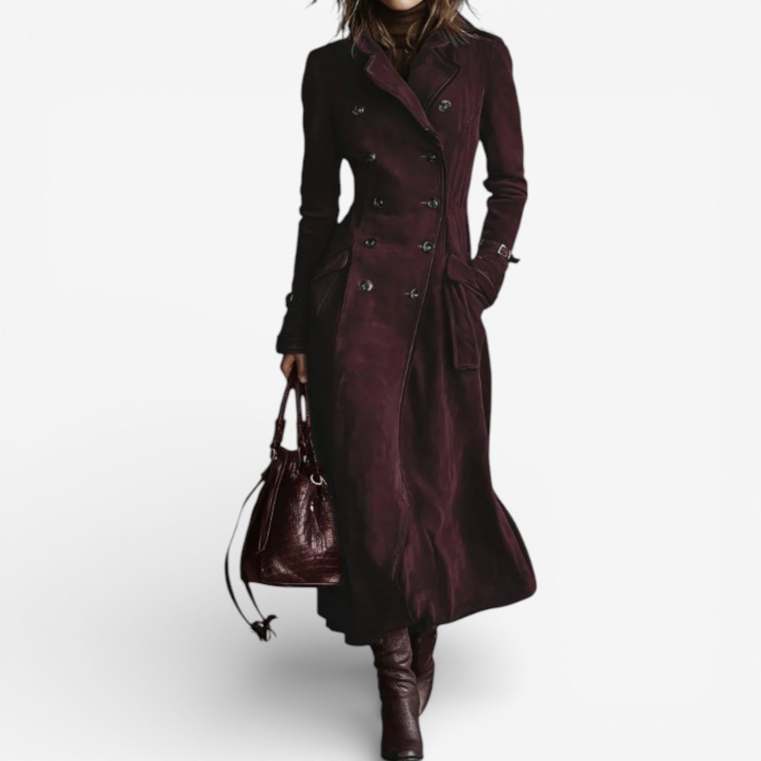Suede trench coat