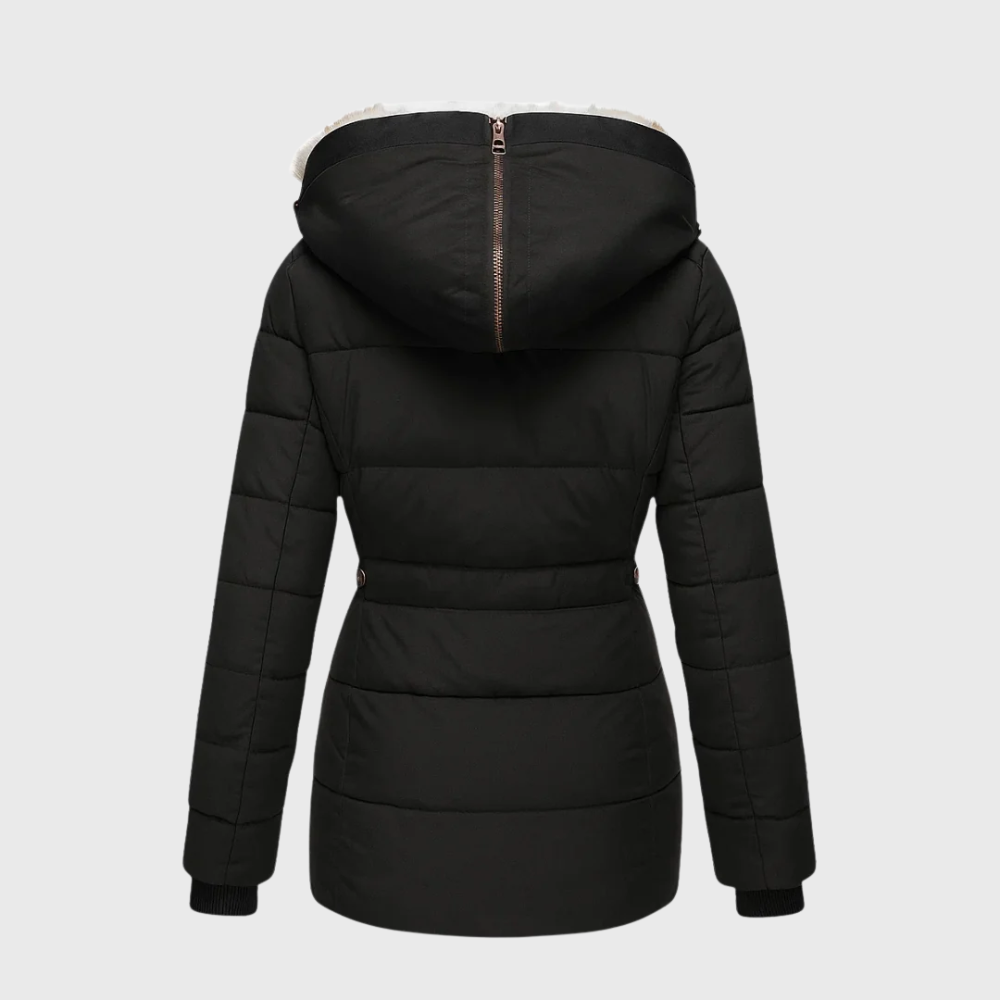 Warm fur-lined winter coat