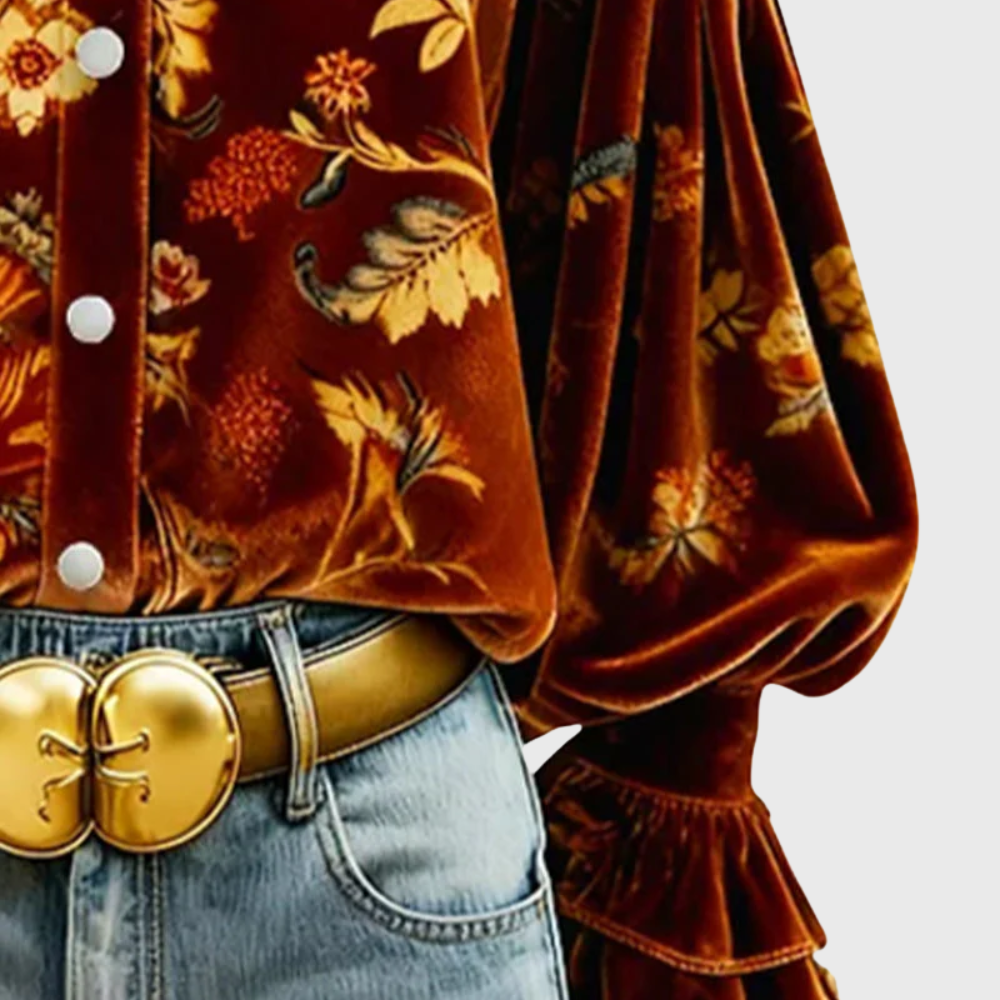 Printed Balloon Sleeve Shirt