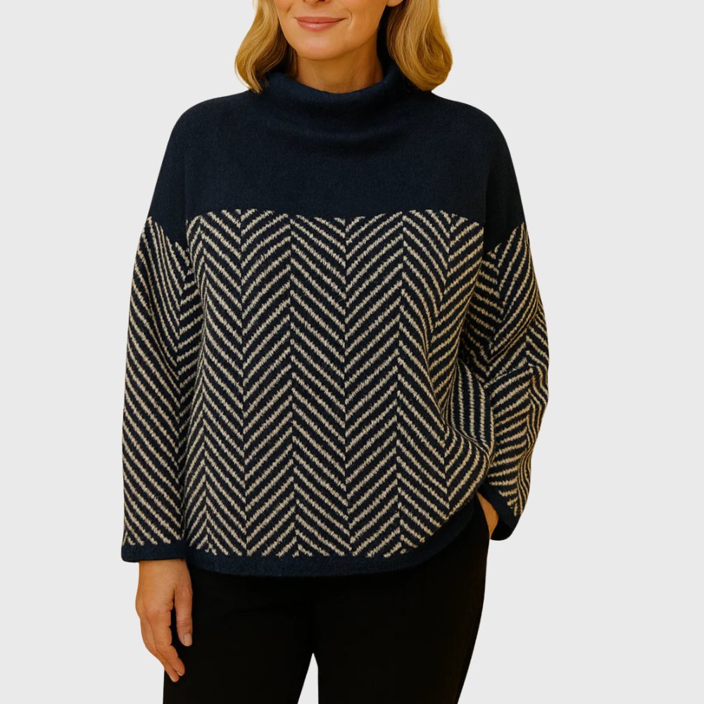 Contrast Turtleneck Sweater