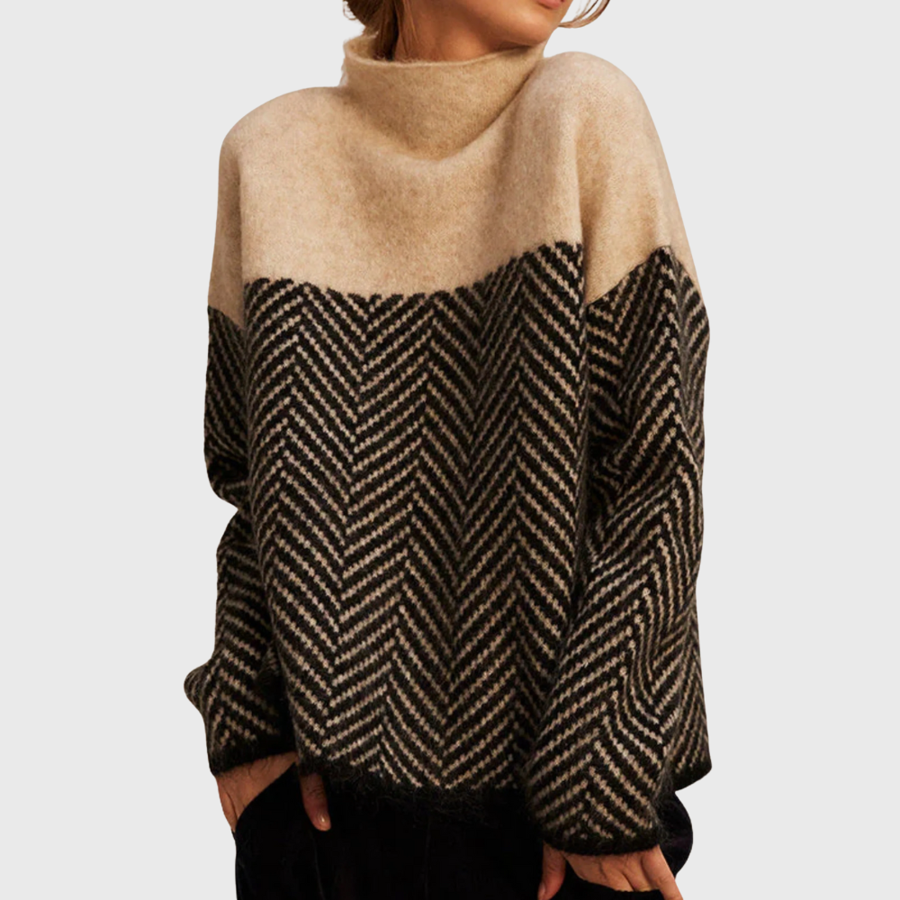 Contrast Turtleneck Sweater