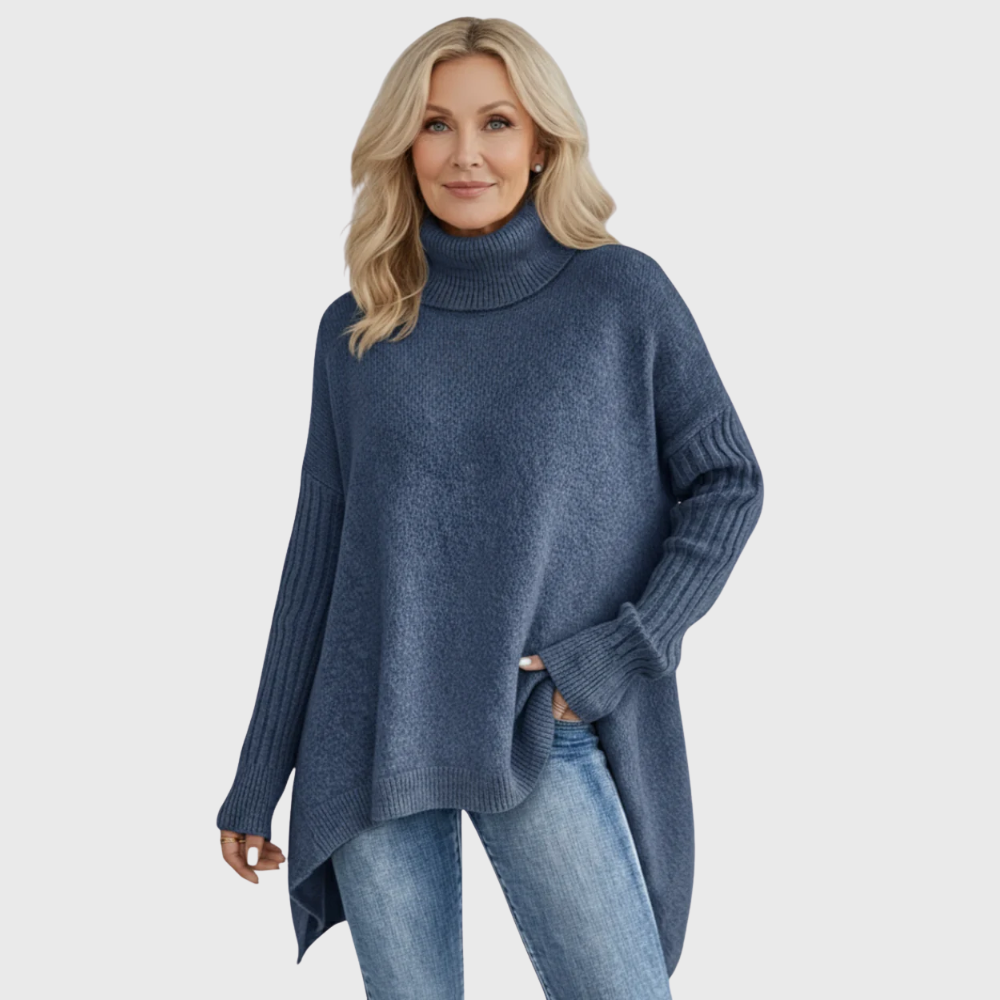 Knitted sweater with soft fall