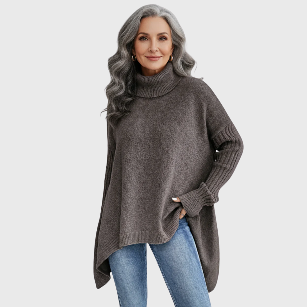 Knitted sweater with soft fall