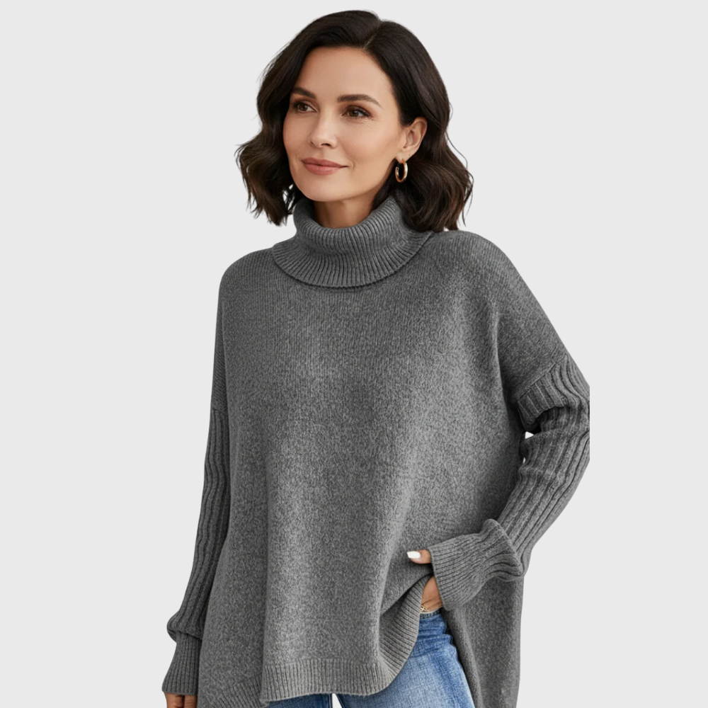 Knitted sweater with soft fall