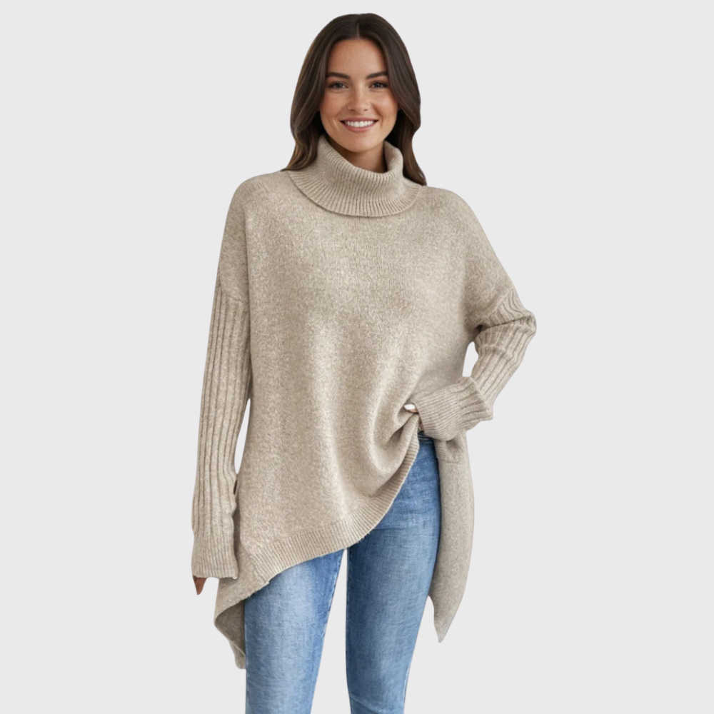 Knitted sweater with soft fall