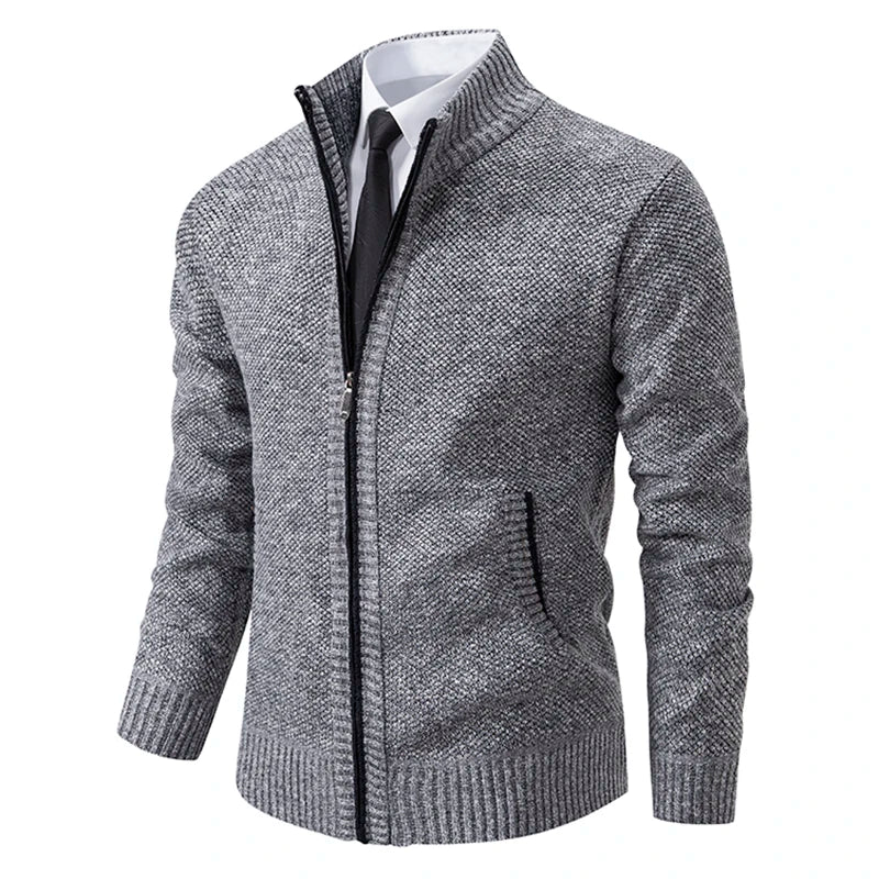 Casual cardigan with stand-up collar