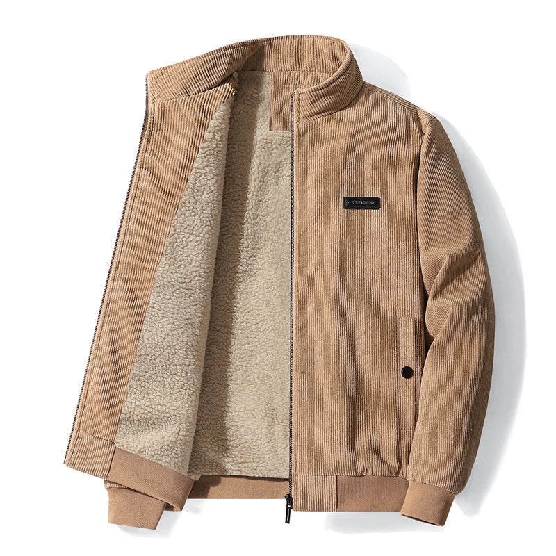 Corduroy jacket with fleece lining