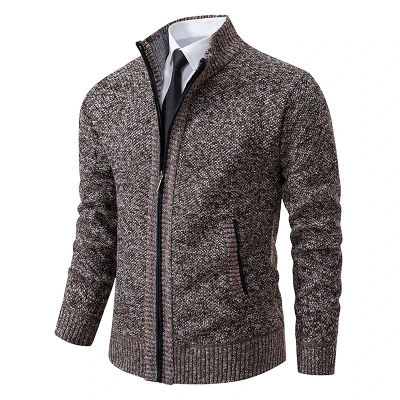 Casual cardigan with stand-up collar