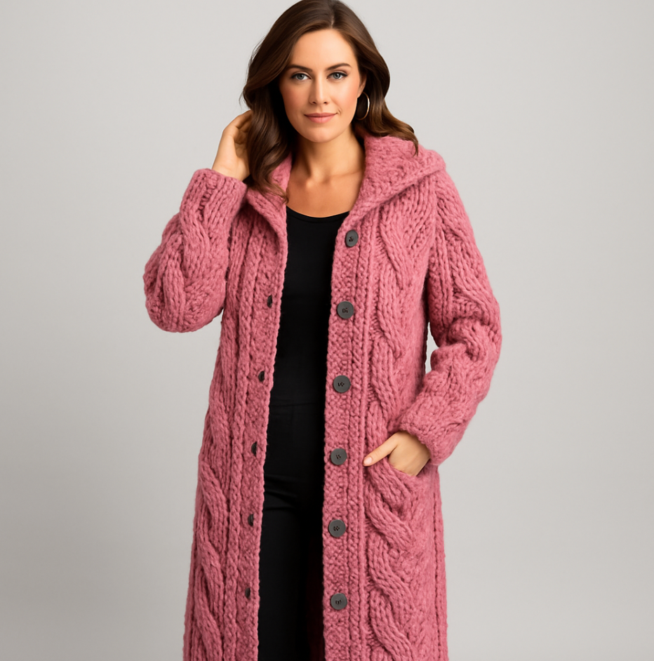Elegant Cosy Coat With Tummy Coverage