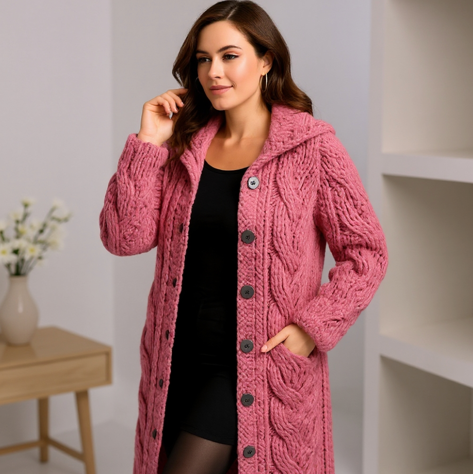 Elegant Cosy Coat With Tummy Coverage