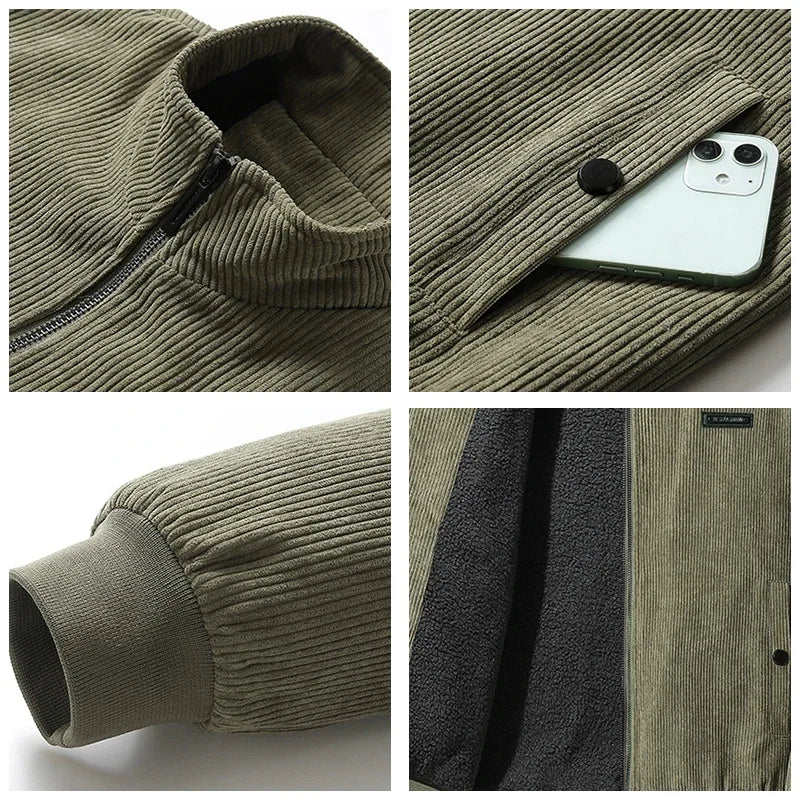 Corduroy jacket with fleece lining