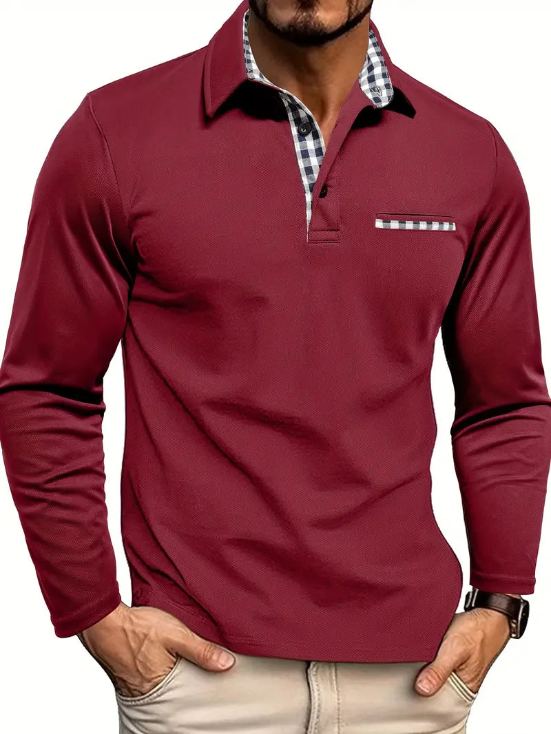 Men's long-sleeved polo shirt