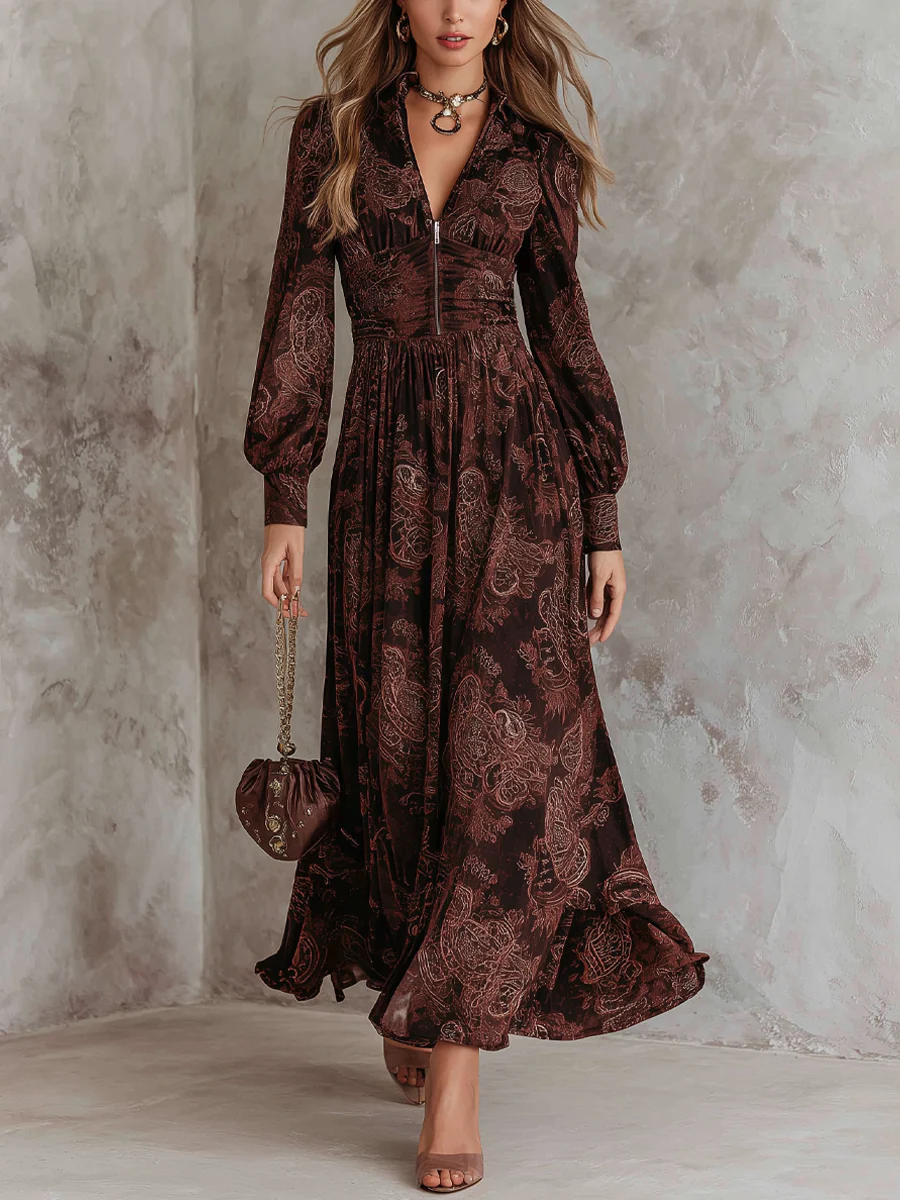 Paisley Zip Waist Maxi Dress