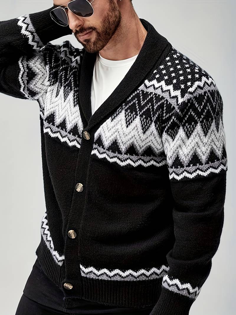 Casual Sweater With Geometric Pattern