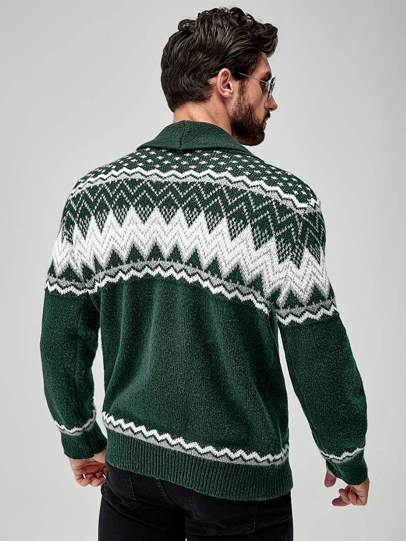 Casual Sweater With Geometric Pattern