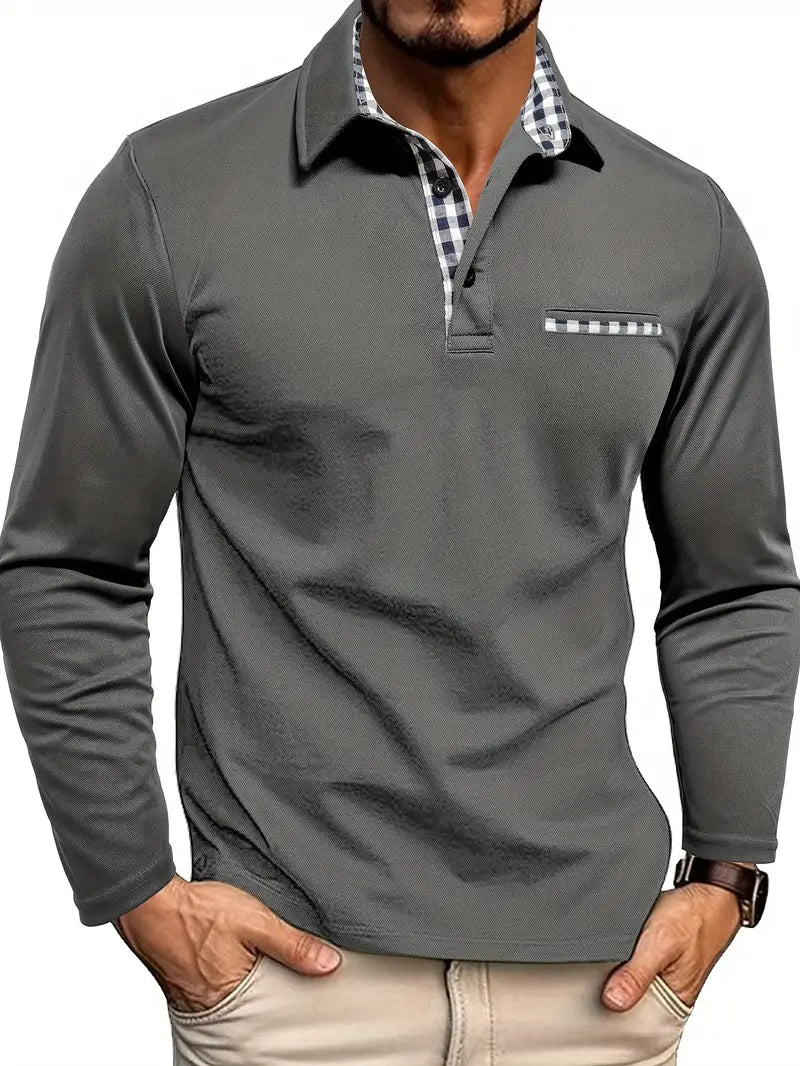 Men's long-sleeved polo shirt