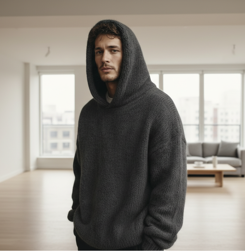 Casual Sweater with Fashionable Hood