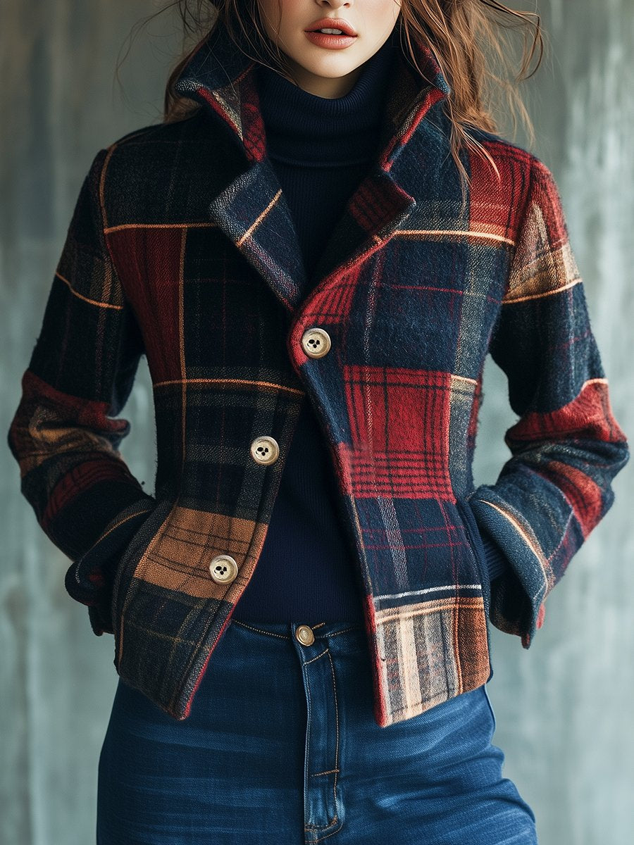 Plaid Pattern Woolen Jacket