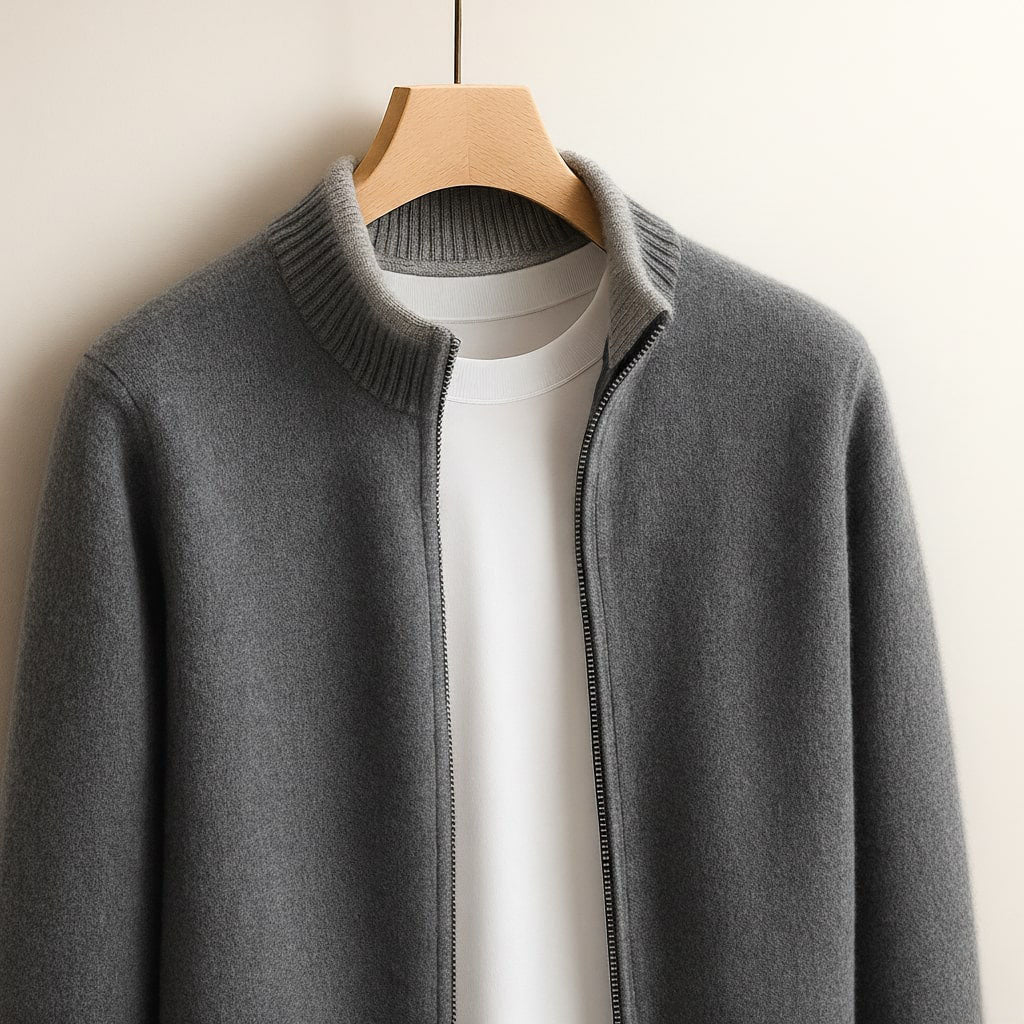 LEGANT WOOL ZIP CARDIGAN