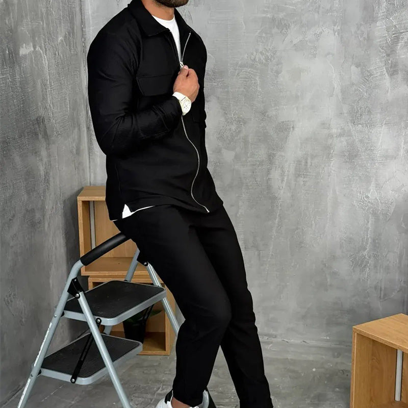 Ribbed Zip-Up Jogging Set
