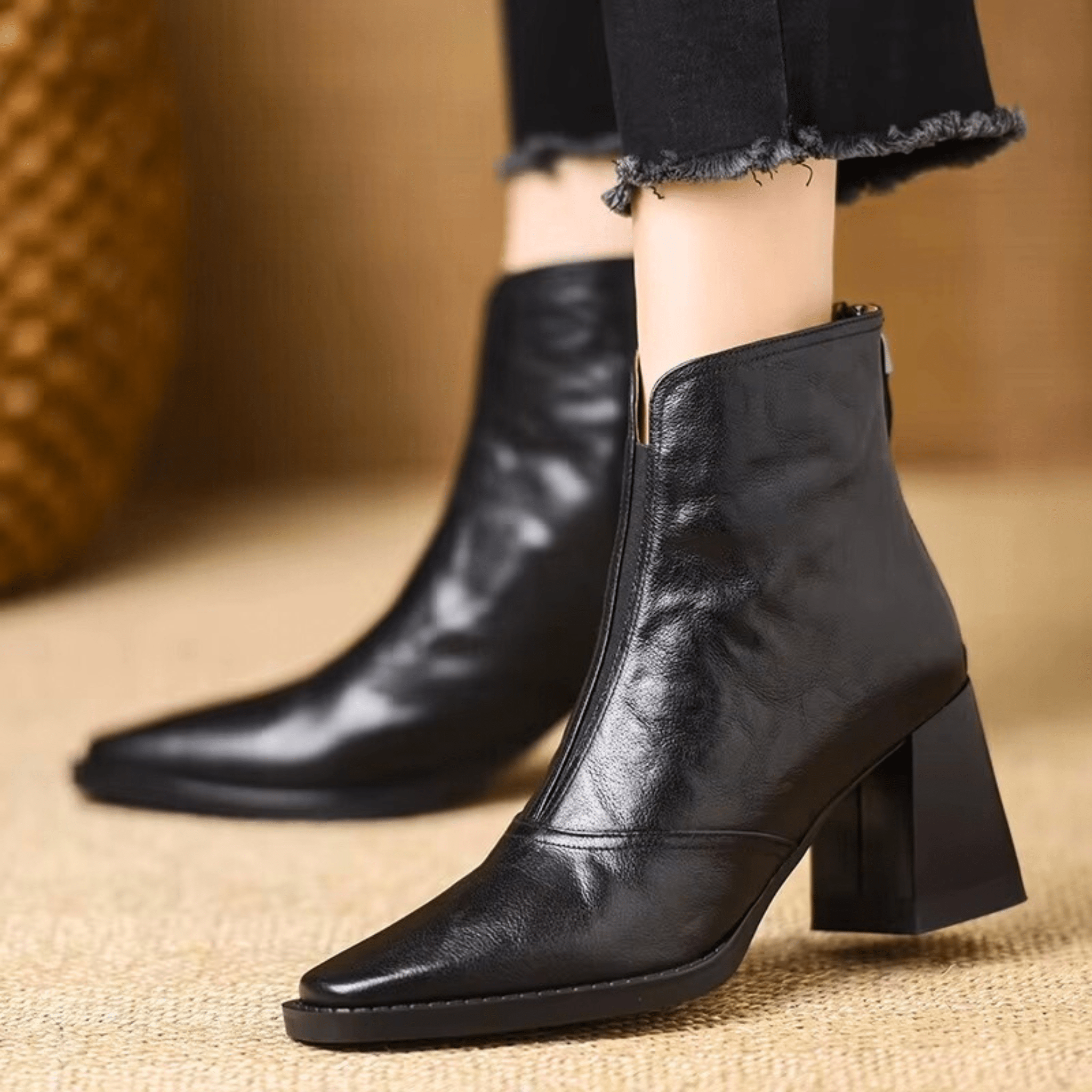 Luxury Mid-Heel Ankle Boots